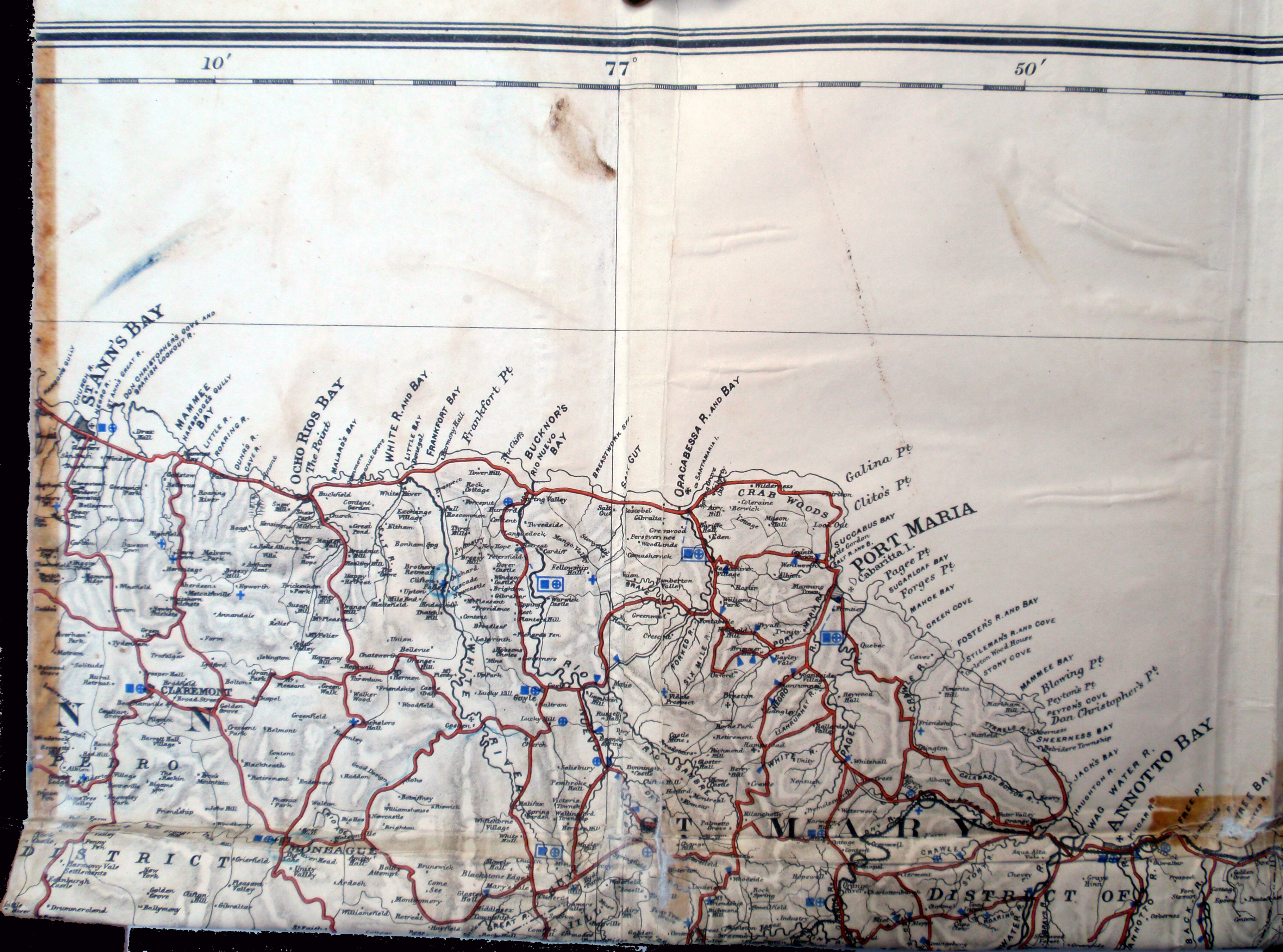 St Ann and St Mary Map, Jamaica